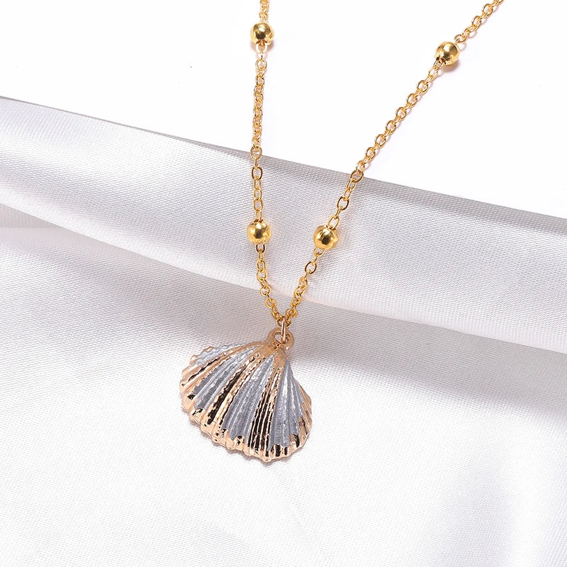 HOVANCI Boho Natural Sea Conch Necklace Gold Chain Cowrie Shell Pendant Necklace for Summer Beach Jewelry MegaBDM