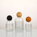 Wholesale Empty 30ml  50ml Crimp Clear   Perfume Spray Glass Bottle with Ball  Cap