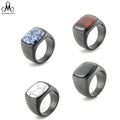 Wholesale Man Ring Jewelry Stainless Steel Natural Stone Ring Tiger Eye Lapis Lazuli Black