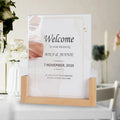 Custom Transparent Acrylic Wedding Sign Menu Stand Table Numbers Holders Acrylic Wooden Base Sign Stand