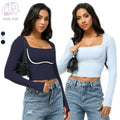 Women's New Fashionable Casual Gym Tops Long Sleeve Yoga Crop Tops With Chest Pad for Running Fitness Sportswear