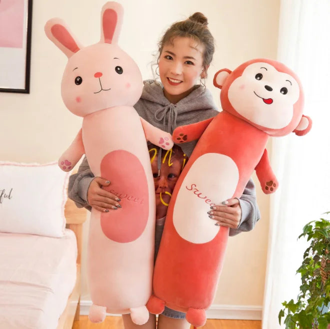 Forest Animals Long Sleeping Plush Pillow 70 CM Soft Stuffed Monkey/Lion/Dinosaur/Rabbit Plushie for Kid's or Girl's Gifts