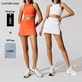 New Girls' Yoga Tennis Dresses 2-Piece Mini Skirt Sports Sets Outfits Spandex/Cotton