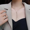 SC New Fashion Dainty Butterfly Shaped Necklace Simple Stylish Tassel Queen Necklace Stainless Steel Necklace for Women Jewelry