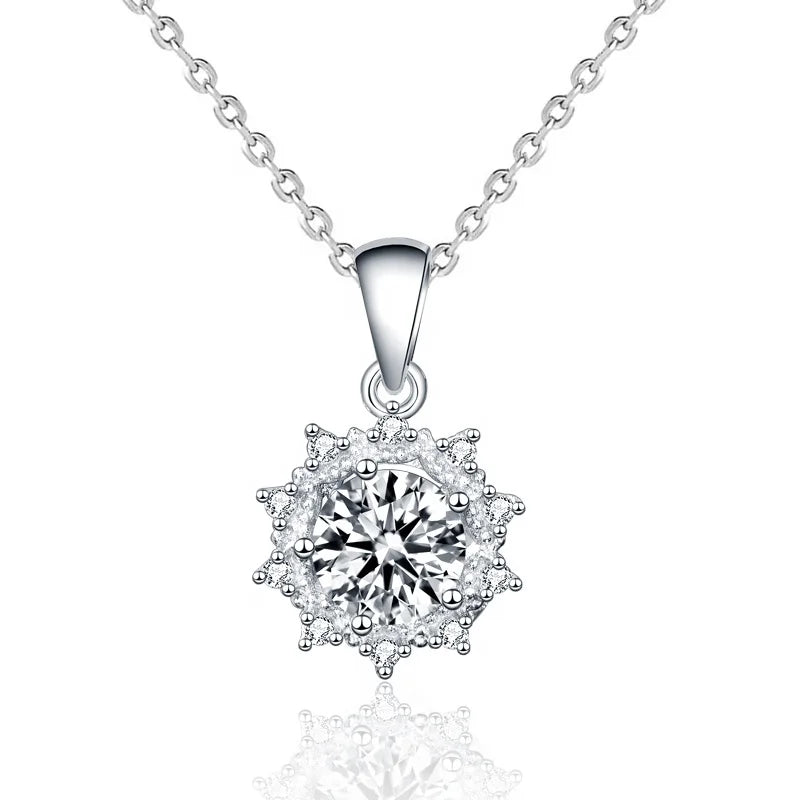 Fine Jewelry Luxury 100% 925 Sterling Silver Link Chain 1.0ct Moissanite Diamond Necklace for Women Birthday Gift