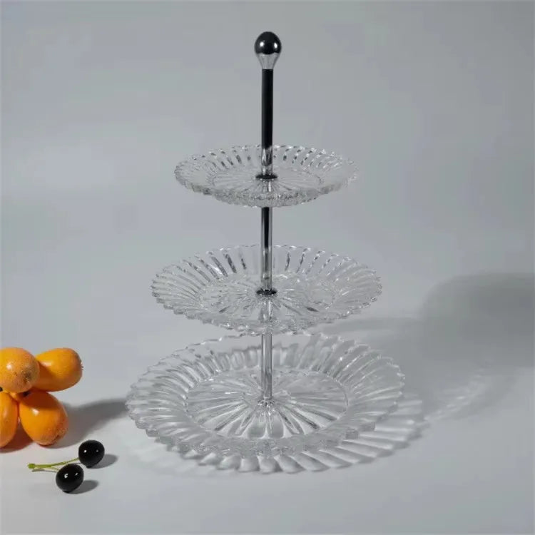 Three Layer Crystal Pastry Tray European Design Dessert Plate Set for Home Decor for Dried Fruit Dinnerware