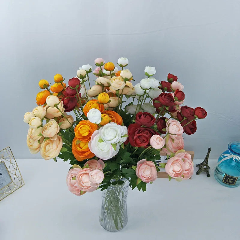 Four Heads Lulian Tea Rose Plum Simulation Bouquet Artificial Flowers for Wedding Home Decor