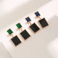 Nabest Stainless Steel Hypoallergenic Geometric Rectangle Rhinestone Dangle Earring PVD Gold Plated Jewelry Women Earrings