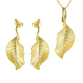Pure 925 Sterling Silver Luxury Elegant Autumn Large Leaf Shape Jewelry Sets