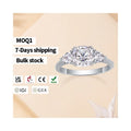 Women's 925 Sterling Silver Engagement Ring Bulk in Stock Cushion Cut Cathedral Three Stone Unique Moissanite Jewelry