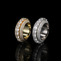 VEROMCA Men's Hip Hop Gold Plated Brass Spin Ring with Pave CZ Stone Iced Out Rotating Gemstone Ring for Weddings and Gifts