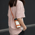 YY Handmade Pu Leather Water Bottle Holder With Adjustable Strap for Hiking