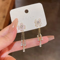 GT New Zircon Flower Tassels Long Earrings for Women Bridal Wedding Jewelry
