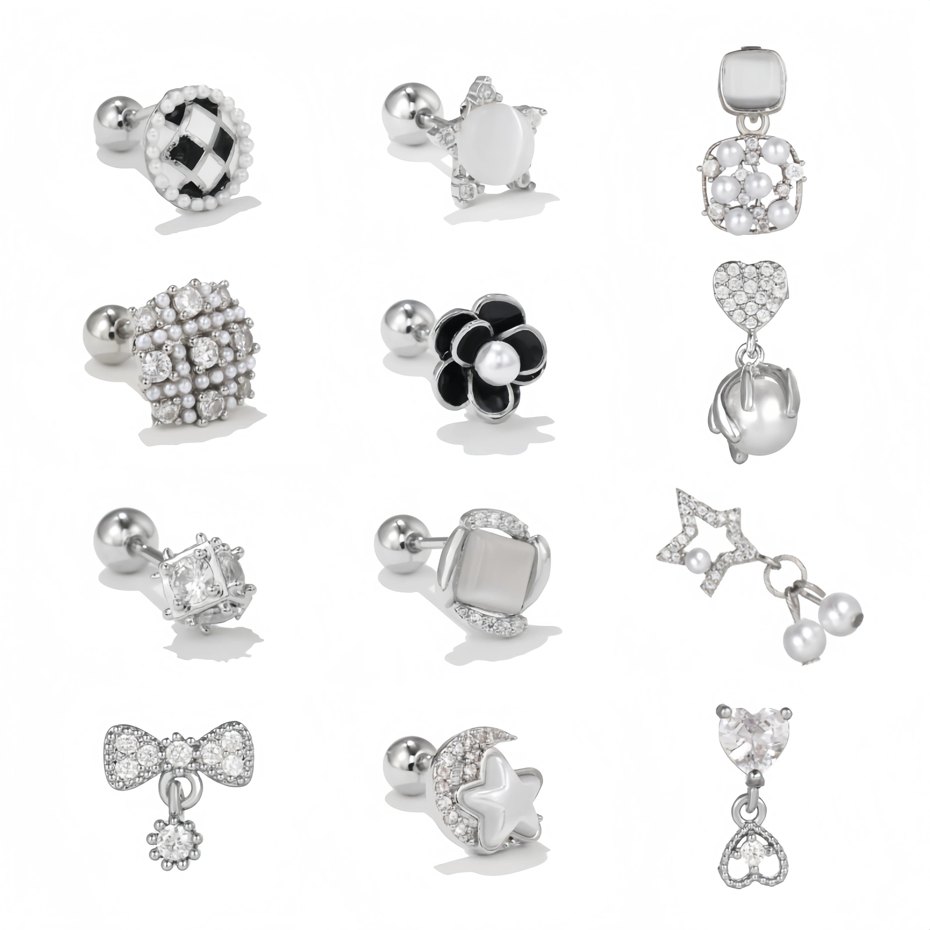 ZUOLA New Pearl Cartilage Stud Earrings Micro Inlaid Zircon Titanium Earrings Simple Piercing Jewelry Studs
