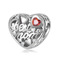 New Design 925 Sterling Sliver Heart Shape Bead Letter MOM Charm for Women Bracelet Fine Jewelry Making Charm Mother's Day Gift