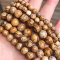 Natural Stone 4/6/8/10/12MM Picture Jaspers Semi Gemstone Round Loose Beads for Making Jewelry Necklace Bracelet Earring DIY MegaBDM