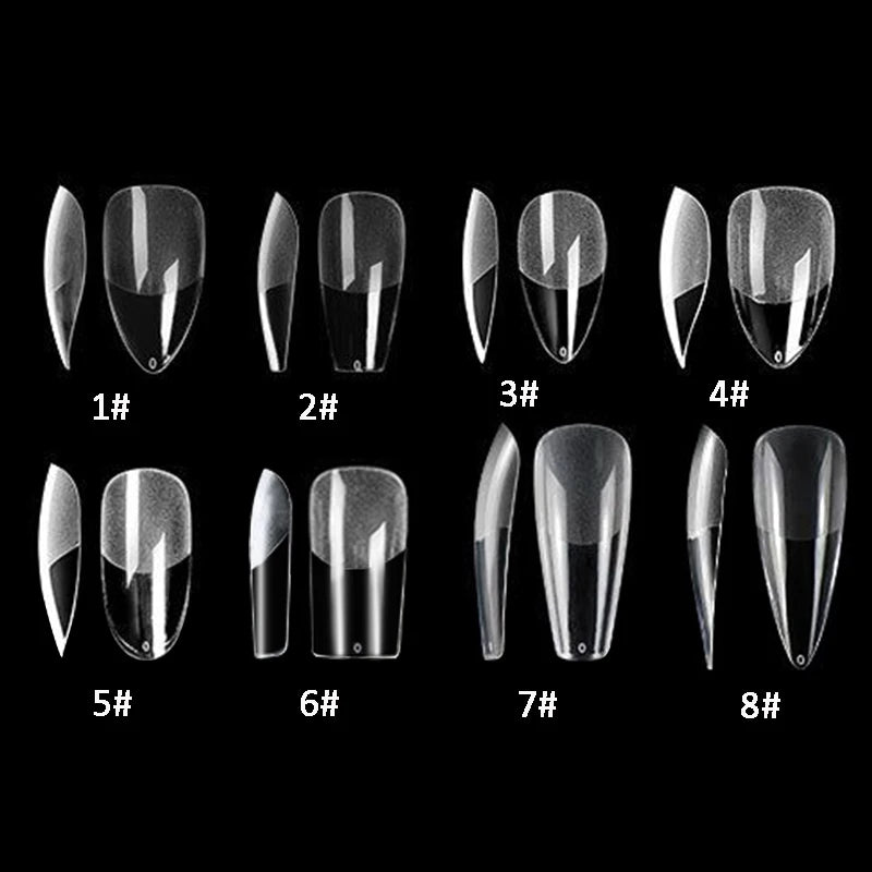 Gel X Nail System Full Cover Half Matte Nail Tips Soft Gel Nail Extension Tips