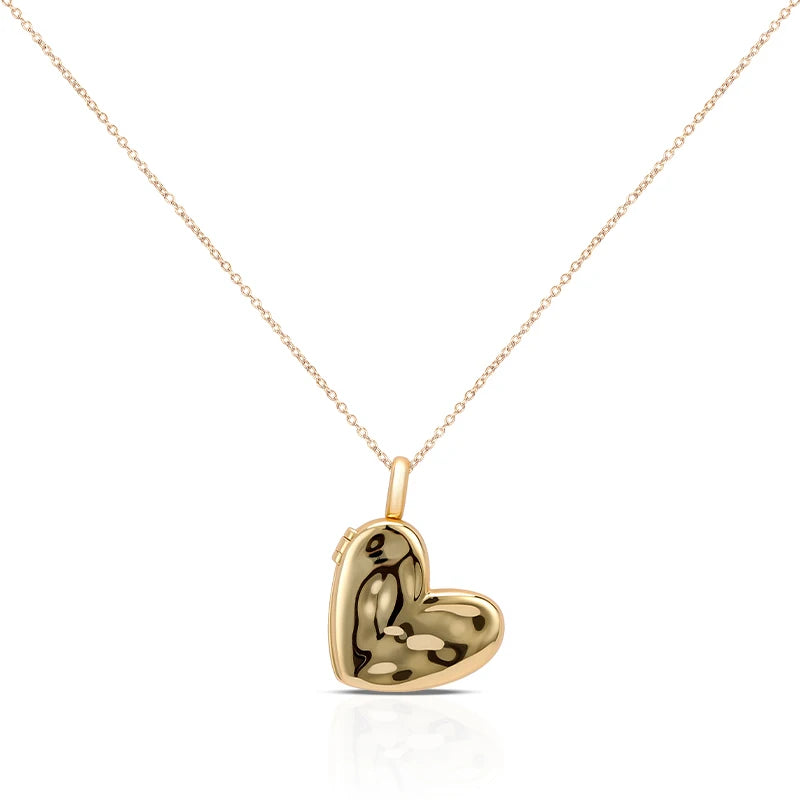 Retro Style Emotional Double Heart Opening and Matching Box Irregular Locket Pendant Custom Name Necklace