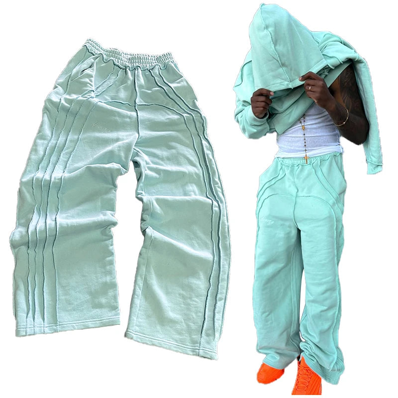 YSJY Manufacturer Custom Wide Leg Baggy Sweatpants Heavyweight Acid Wash Oversized Straight Leg Sweatpants for Men