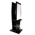 Modern Style Barber Salon Double Sided MDF Wood Black Mirror Station with More Drawers