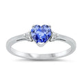 Flower Design Jewelers Club Tanzanite Ring Sterling Silver Ring Jewelry with White Diamond Accent