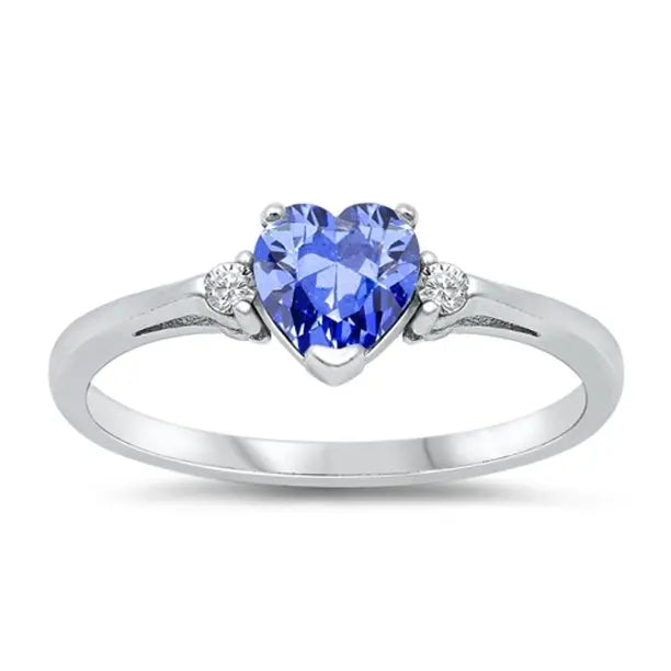 Flower Design Jewelers Club Tanzanite Ring Sterling Silver Ring Jewelry with White Diamond Accent