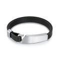 Stainless Steel Clasp Men Sport Black Wristband Custom Logo  Leather Bracelet