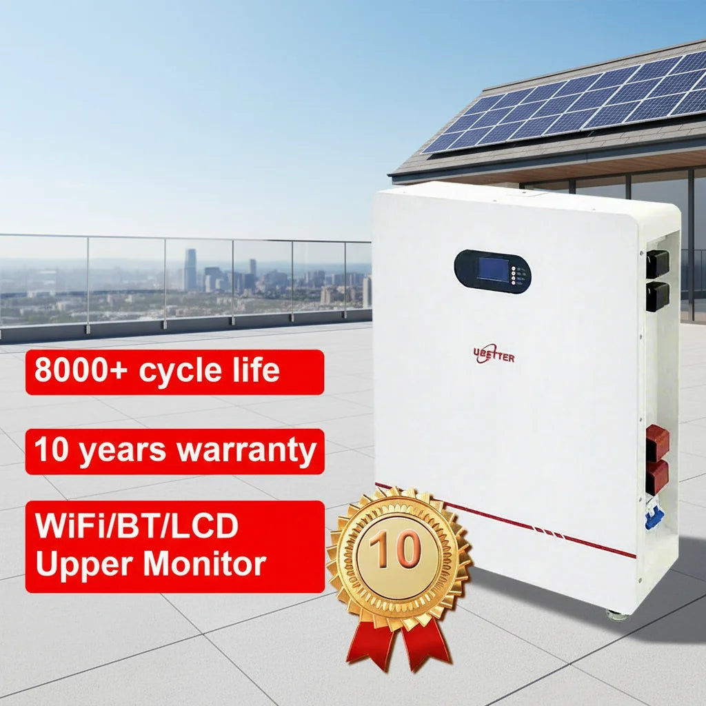 EU STOCK LiFePO4 Battery 51.2V Off Grid RV200Ah 10kWh 6000 Cycle Backup Power Solar Lithium Battery BMS Inverter for Residential
