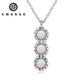 NEW STYLES Delicate Gemstone Sterling 925 Silver Crystal Healing Synthetic Opal Stone Long Pendent Necklace