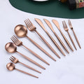 Stainless Steel Knife Fork Spoon Flatware Wedding Matte Rose Gold Cutlery Set
