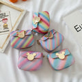 Cute Style Mickey Cat Shape Chain Handbag Candy Color PU Small Purses for Kids with Fashionable Zipper Closure