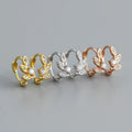 925 Sterling Silver Leaf Hoop Earrings Delicate Fashionable Zircon Jewelry with Gold Plating for Ladies for Parties