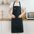 Men/Women Korean Version Anti-Pollution Apron Washable Durable Denim Fabric Workwear for Coffee Shop Chinese Restaurant
