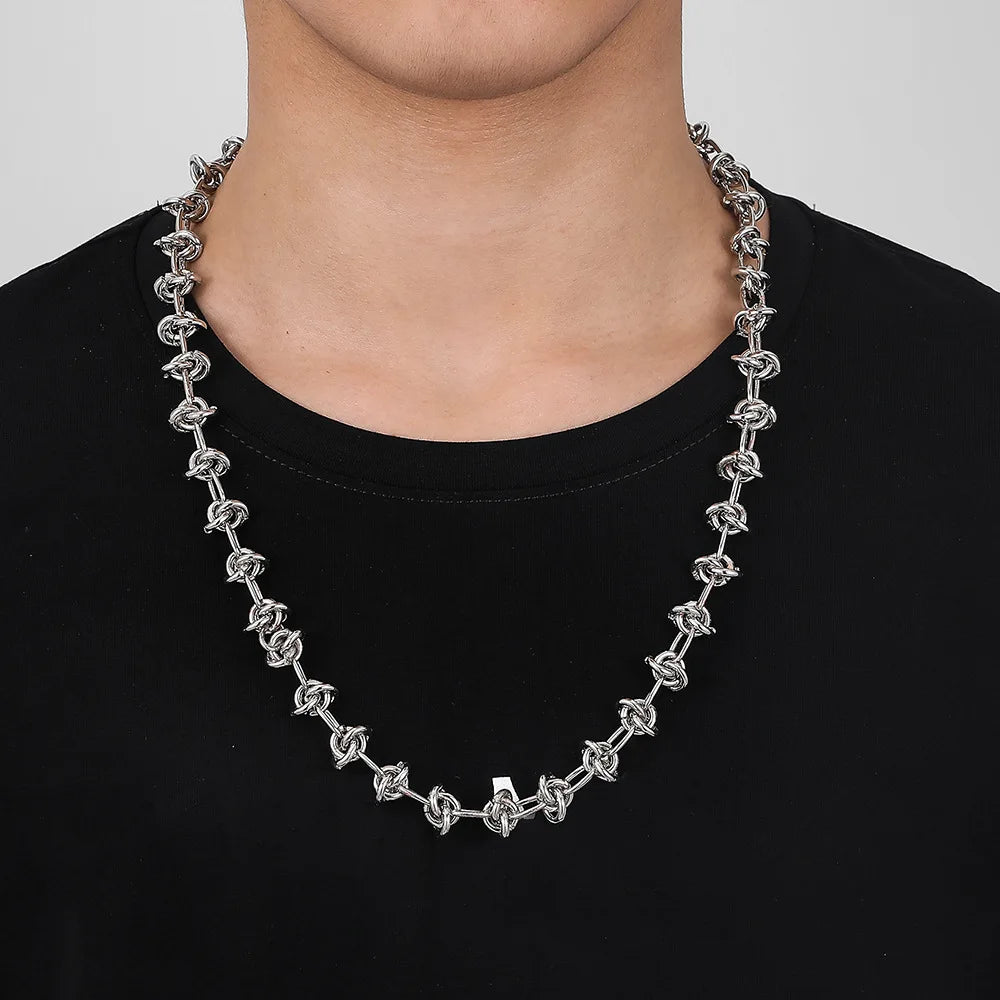 Gothic Titanium Steel Jewelry Pendant Twist Knot Necklaces for Women Men Link Chain Jewelry Hip Hop Thorn Necklace for Men