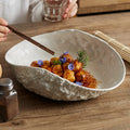 Wholesale Eco-Friendly White Stoneware glossy Porcelain Dessert & Salad Bowl Set Custom Logo Irregular Edge Rim