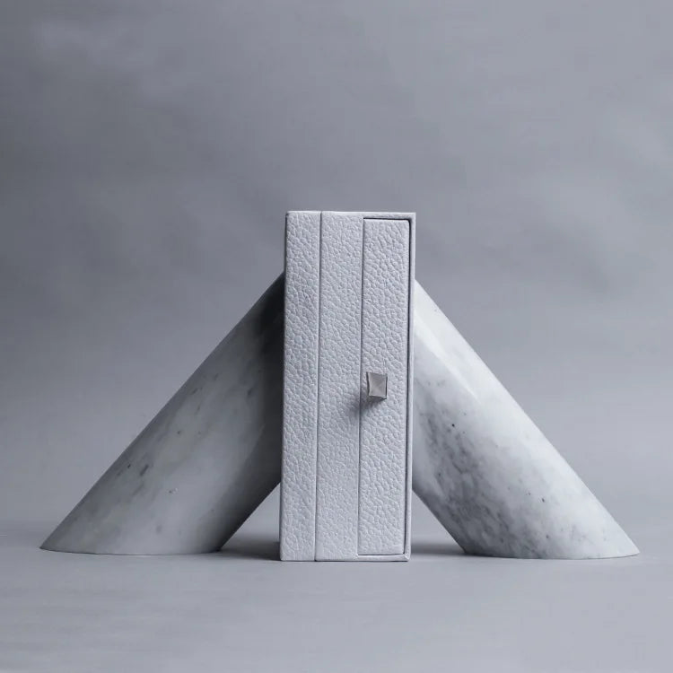 Top Quality White Block Natural Marble Stone Bookends Home Decorative Bookshelf Book Ends