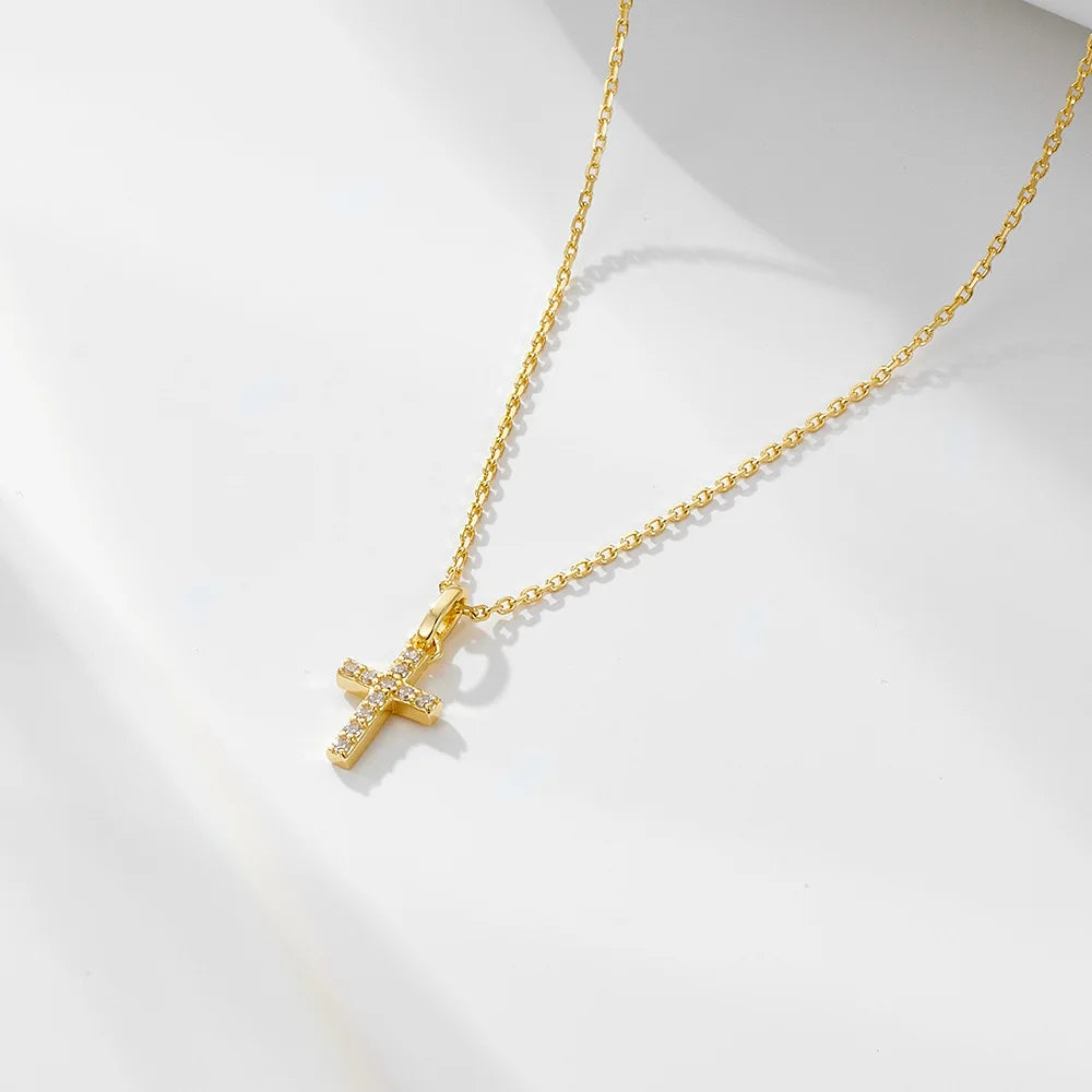 Lateefah OEM Simple Trendy S925 Sterling Silver Mini Cross Necklace CE Women Gift