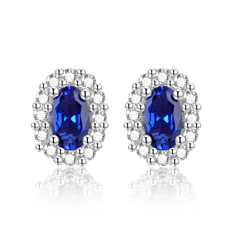 Elegant Fashion Jewelry 925 Sterling Silver Rhodium Plating Natural Gemstone Earring