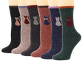 Wholesale Winter Cute Cat Animal Socks Women Casual Vintage Comfy Warm Wool Crew Socks