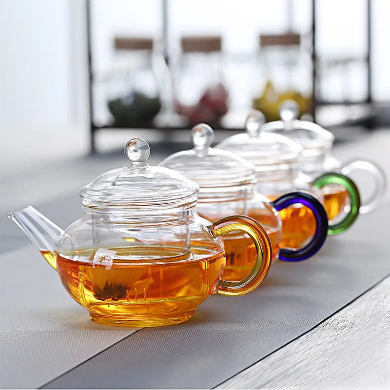 Large 250ML Transparent Glass Teapot Filter Eco-Friendly High Temperature Resistant Modern Design Coffee & Tea Set