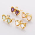 MS213 Natural Moonstone Bridal Heart Gemstone Studs 2022 Fine Jewelry Statement Earrings for Women