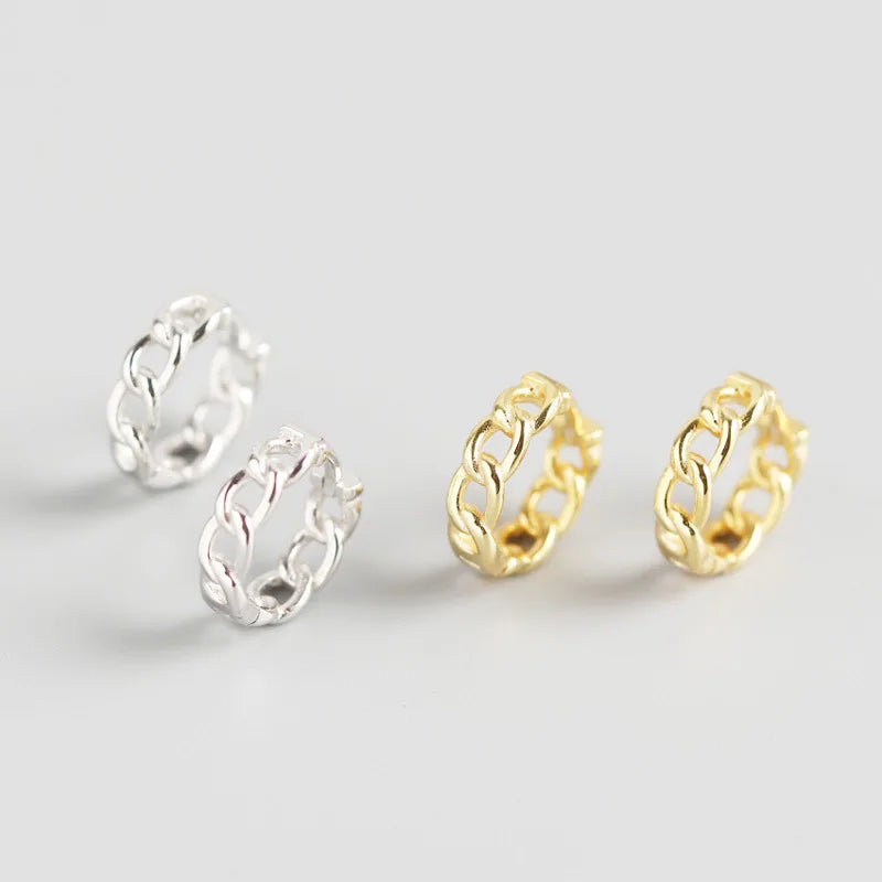 YHE0173 Yiwu Busheng 925 Sterling Silver Earrings Wholesale Gold Plated Chain Round Hoop Earring  for Women 2020 Jewelry