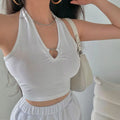 One Size  Pair It With a Summer Spicy Girl Hollowed Out Hanging Neck Style Short tank Top Wearing an off the Waist Top