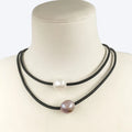 LEATHER Nature Freshwater PEARL NECKLACE PEARL PENDANTHigh Quality Stainless Steel Claspkeshi Baroque Pearl