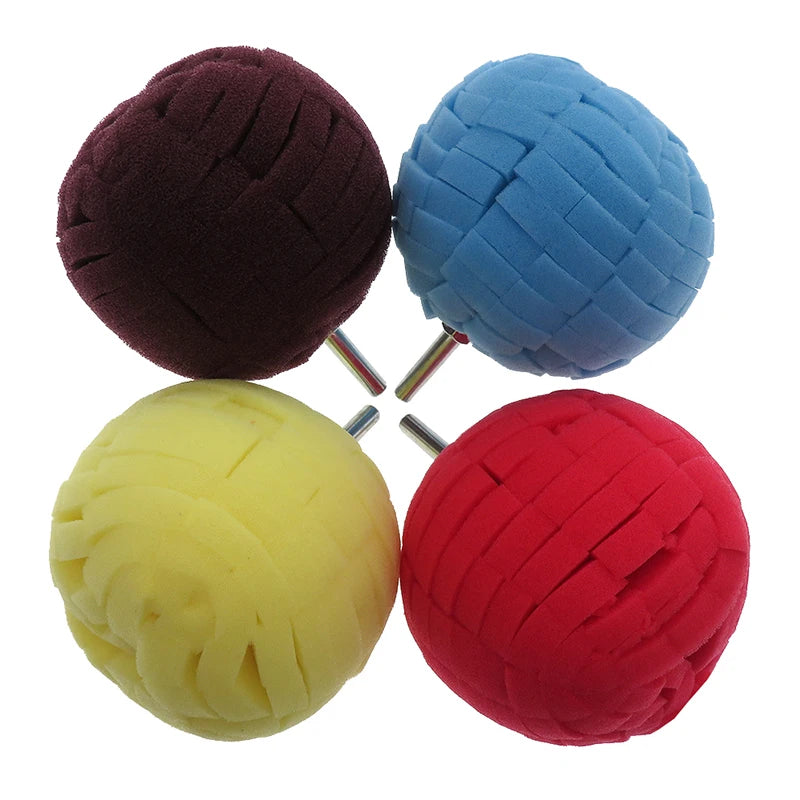 Colorful 4pcs 80mm Spherical Polishing Sponge Buffing Pads Ball Foam Polishing Pads for Car Body Hub Finishing Cleaning