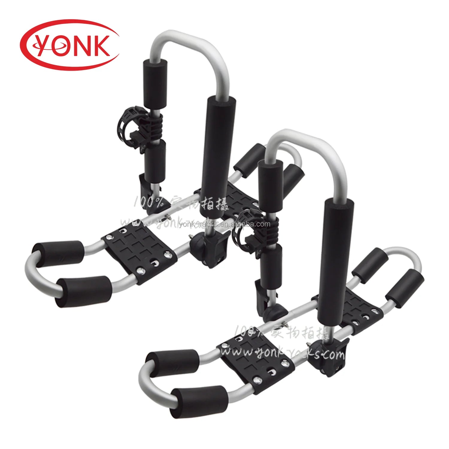 Yonk Aluminum Double Kayak Roof Top Carrier with Paddle Holder Folding Design 75kg Capacity Marine Grade Anodized Finish