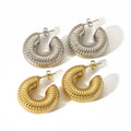 Round Chubby Titanium Steel Earrings Ladies Exaggerated Niche Threaded Stainless Steel Earrings Selling Hot