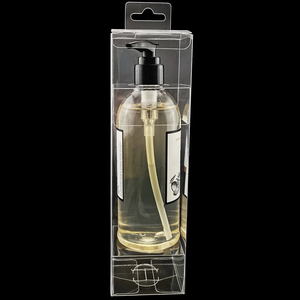 PVC Transparent PET Cube Display Box Shampoo Packaging Bottle Plastic Wrapping for Perfume Box
