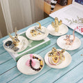 Golden Animal Design Pineapple Ceramic Cactus Ring Dish Ceramic Cactus Ring Holder Jewelry Trinket Dish Tray