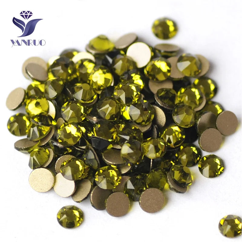 Olivine Flatback Rhinestones 10ss 16ss 20ss 30ss 40ss 50ss Rhinestones Non Hotfix Bulk Flatback Nail Rhinestones Bulk